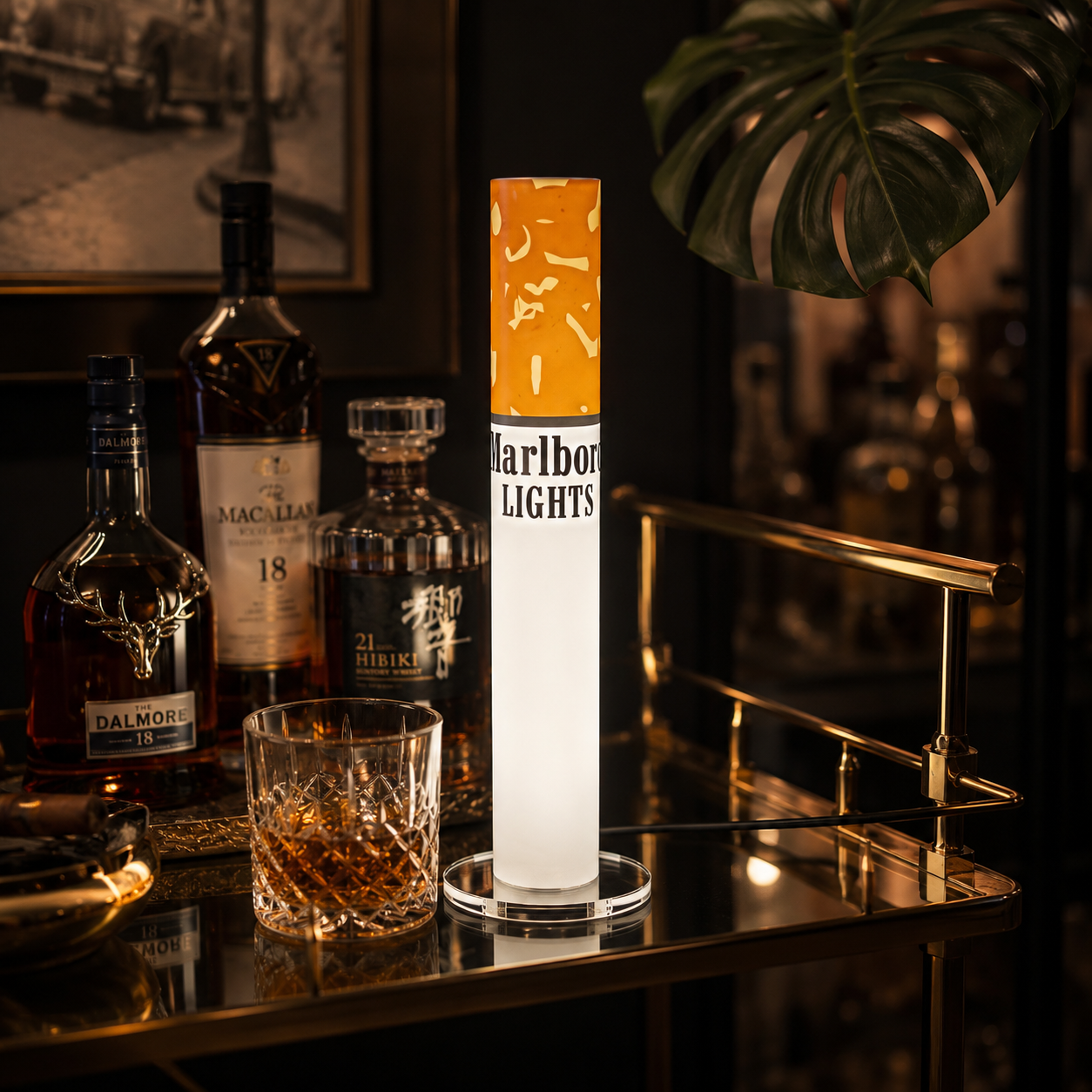 Marlboro Lights Table Lamp – 35cm / 13.8" Retro Cigarette Lamp for Man Cave, Home Bar &amp; Desk Decor