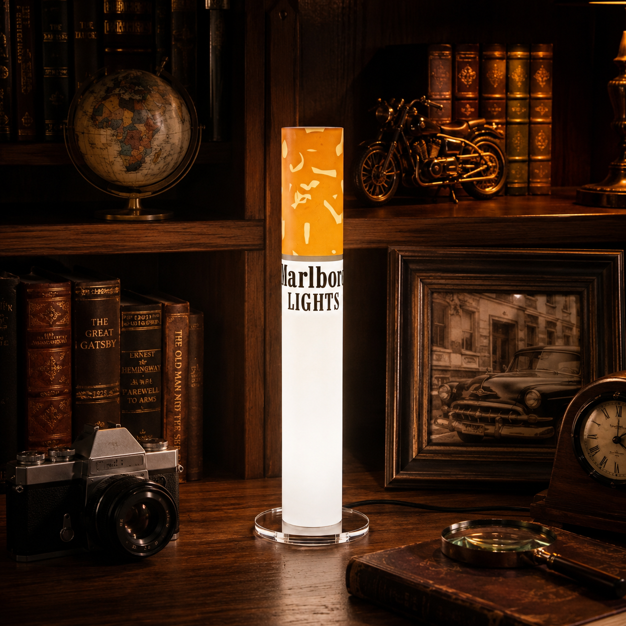 Marlboro Lights Table Lamp – 35cm / 13.8" Retro Cigarette Lamp for Man Cave, Home Bar &amp; Desk Decor