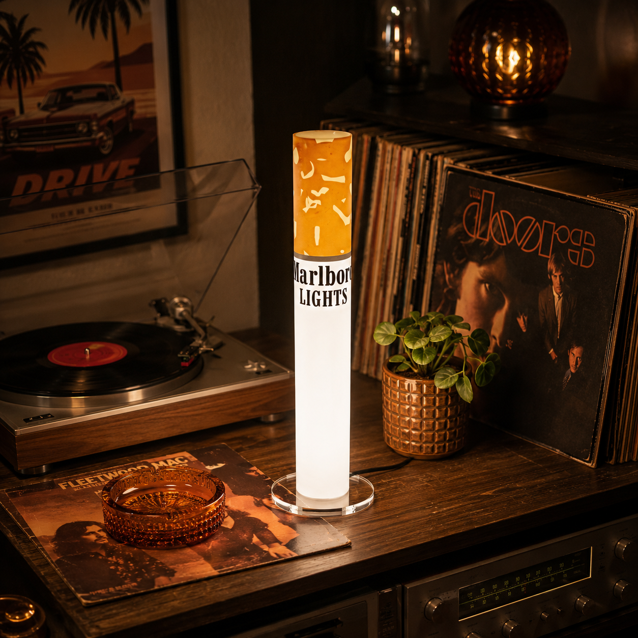 Marlboro Lights Table Lamp – 35cm / 13.8" Retro Cigarette Lamp for Man Cave, Home Bar &amp; Desk Decor
