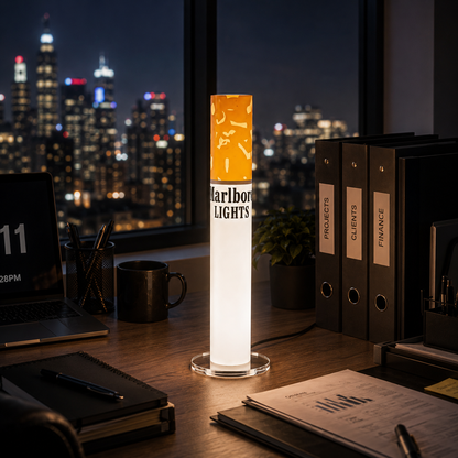 XXL Vintage Marlboro Lamp 95cm – Giant Vintage Cigarette Floor Lamp | Man Cave & Home Bar Decor