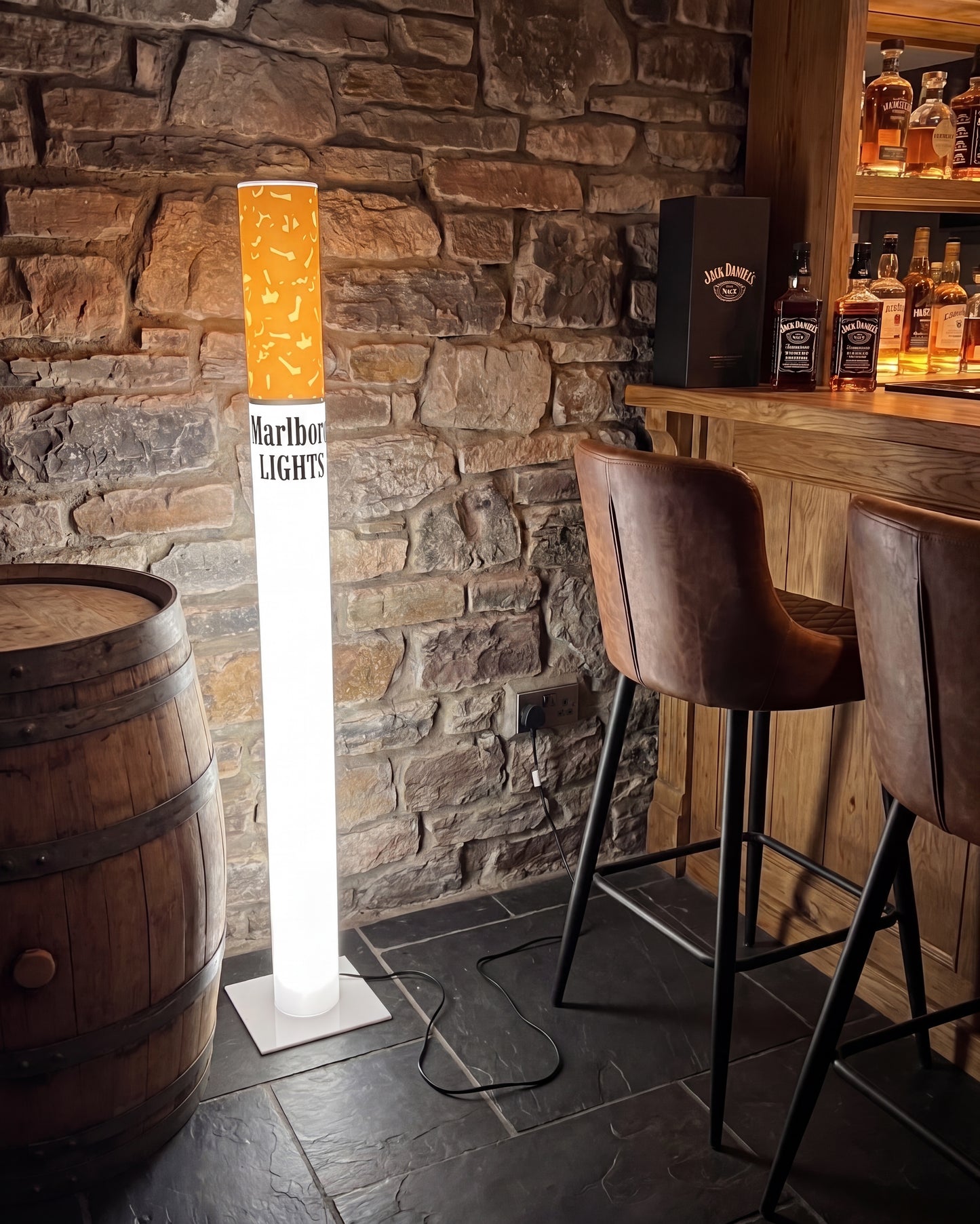 Vintage Marlboro Lamp 95cm – Giant Vintage Cigarette Floor Lamp | Man Cave & Home Bar Decor