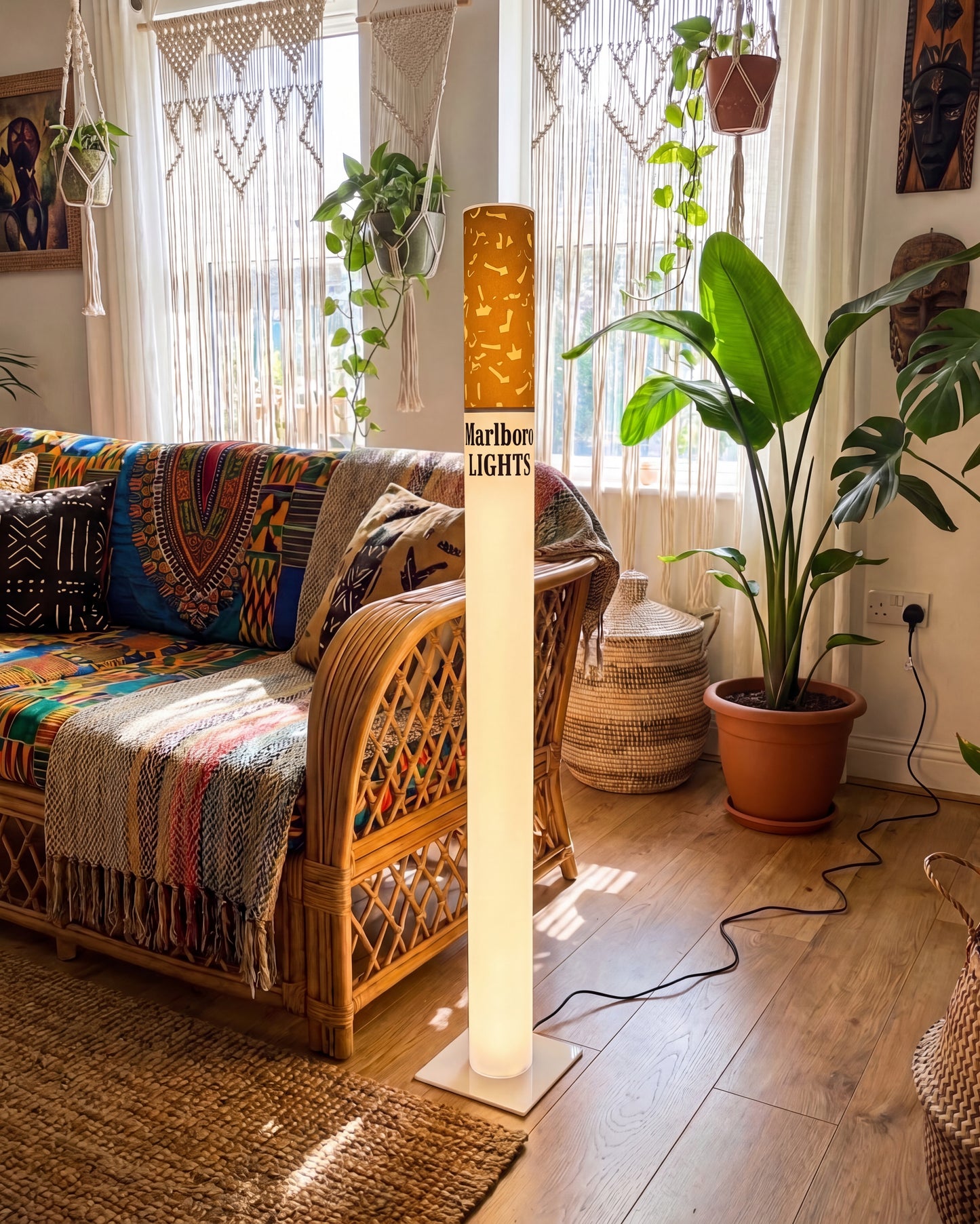 XXL Vintage Marlboro Lamp 95cm – Giant Vintage Cigarette Floor Lamp | Man Cave & Home Bar Decor