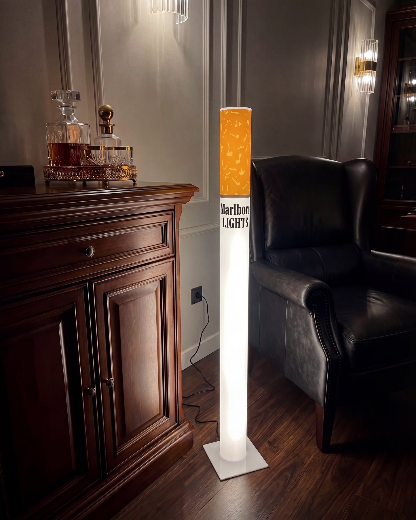 Marlboro Lights Table Lamp – 35cm / 13.8" Retro Cigarette Lamp for Man Cave, Home Bar &amp; Desk Decor